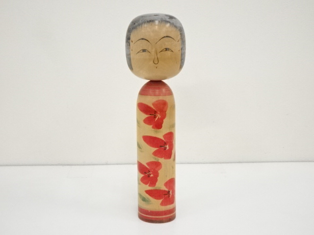 JAPANESE FOLK CRAFT / WOODEN KOKESHI DOLL / 31.3cm / SIGNED ARTISAN WORK 